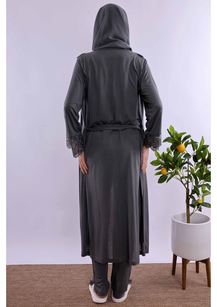 Lacivert Tesettürlü Uzun Sabahlıklı Hamile Lohusa Pijama Takımı BYL2T24072 modelleri