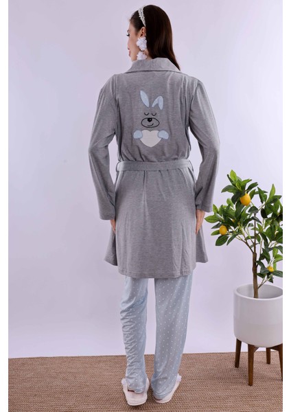 Mavi Sabahlıklı Hamile Lohusa Pijama Takımı BYL220702