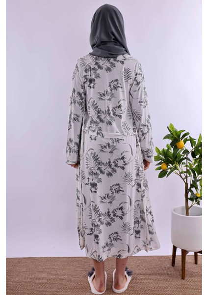 Füme Tesettürlü Sabahlıklı Hamile Lohusa Gecelik Takım BYL2T80952 modelleri