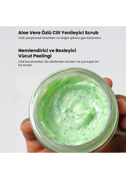 GlowGenix Aloe Vera Özlü Body Scrub | Alovera Özlü Nemlendirici, Besleyici, Arındırıcı Vücut Peelingi | 250 Ml