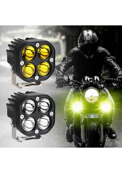 Off Road ve Arazi Aracı 3 Inç Amber Sarı Ve Beyaz renk modlu Renk Çalışma ve Sis Lambası Motosiklet 2 ADET