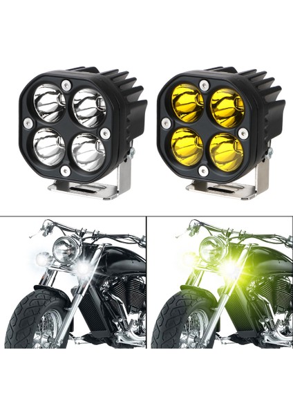 Off Road ve Arazi Aracı 3 Inç Amber Sarı Ve Beyaz renk modlu Renk Çalışma ve Sis Lambası Motosiklet 2 ADET