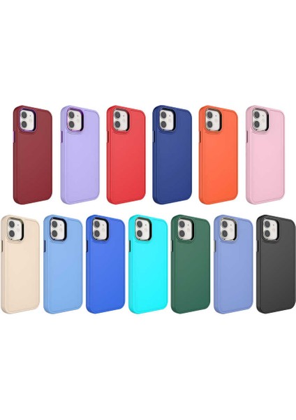 iPhone 11 Uyumlu Metal Çerçeve ve Buton Tasarımlı Sert Fygs Botox Kapak-Saks Mavi
