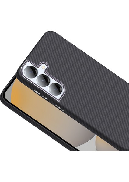 Galaxy S25 Plus Kılıf M-Safe Şarj Özellikli Karbon Fiber Görünümlü Fygs Gros Kapak - Lacivert