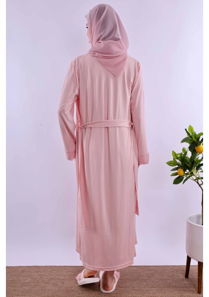 Pembe Tesettürlü Sabahlıklı Hamile Lohusa Gecelik Takım BYL2T40352 modelleri