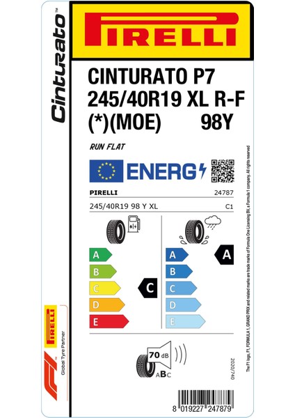 245/40 R19 98Y Xl Rft * Moe Cinturato P7 Oto Yaz Lastiği (Üretim Yılı:2025) fiyatları
