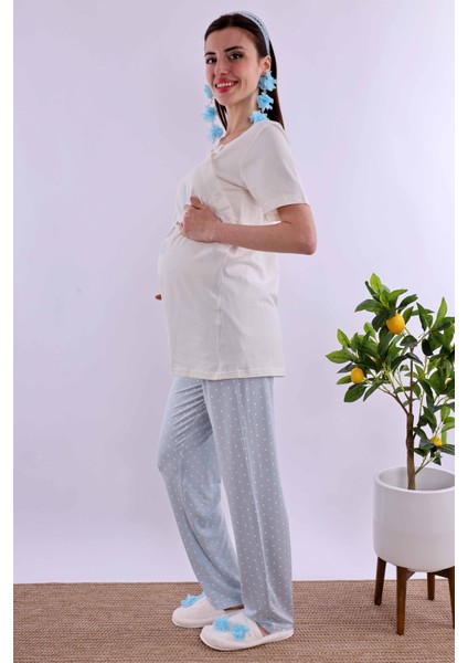 Mavi Hamile Lohusa Pijama Takımı BYL220742 fiyatları