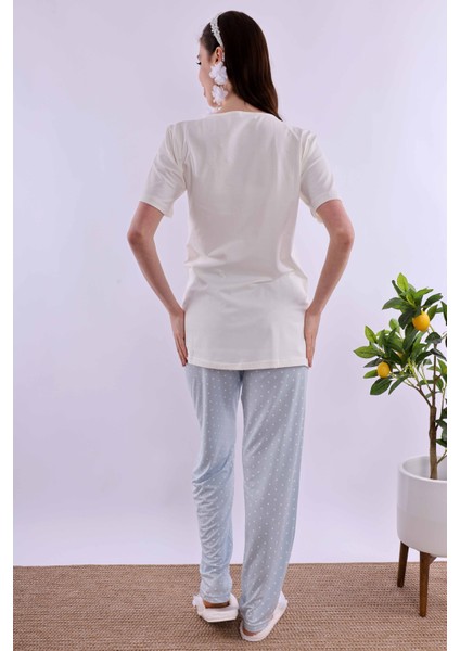 Mavi Hamile Lohusa Pijama Takımı BYL220742 modelleri