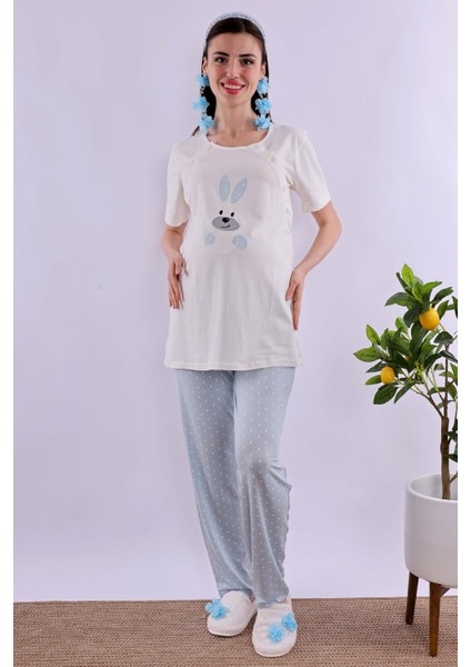 Mavi Hamile Lohusa Pijama Takımı BYL220742 indirimleri