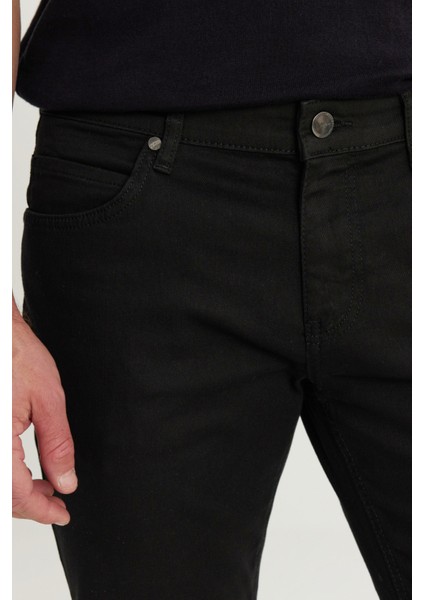 Erkek Siyah 360 Derece Her Yöne Esneyen Slim Fit Dar Kesim Diyagonal Esnek Desenli Pantolon