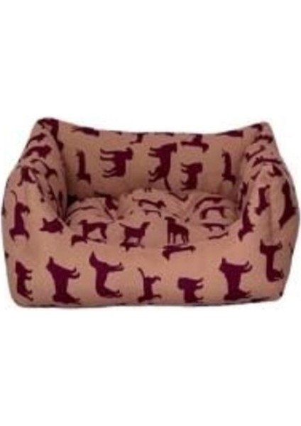 Luxury Pet Comfort Uniform Bej-Bordo Kedi ve Köpek Yatağı S 40X50CM - Lisinya 1 Adet