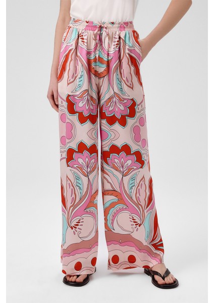 Multicolor Desenli Bol Paça Kadın Pantolon