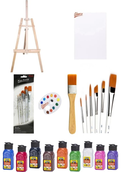 Nova Color 12 Renk Akrilik Boya 100GR Şövale Seti