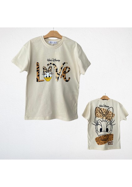 "daisy Duck" Baskılı Leopar Desenli Tişört