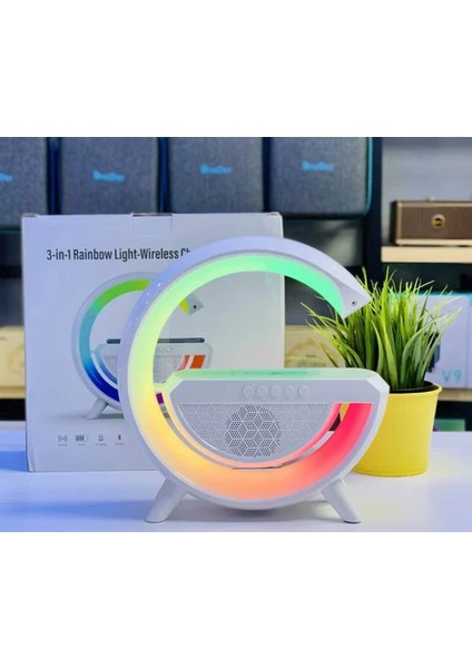 Akıllı Gece Lambası Speaker Bluetooth Hoparlör Kablosuz Şarj Rgb Masa Lambası Yatak Odası Dekor 3in1