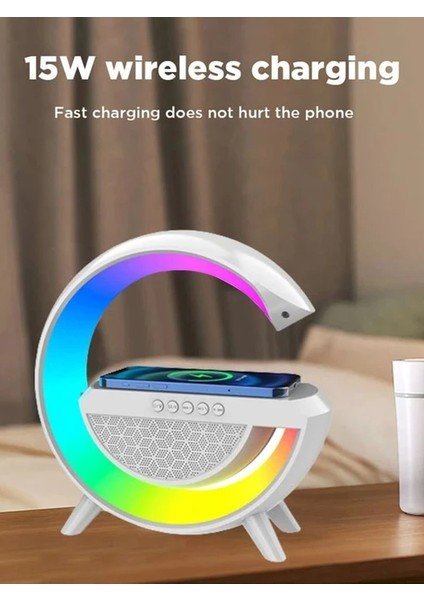 Akıllı Gece Lambası Speaker Bluetooth Hoparlör Kablosuz Şarj Rgb Masa Lambası Yatak Odası Dekor 3in1