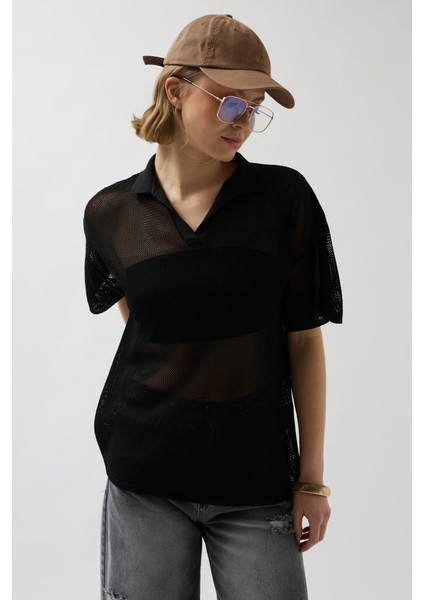Polo Yaka Transparant-Shirt