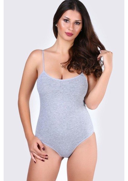 Tutku 148 Gri Ip Askılı Çıtçıtlı Body