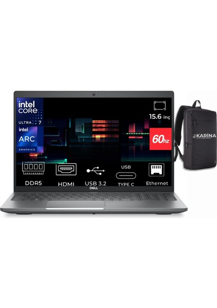 Latitude 5550 Ultra 7 155H N021L555015EMEA-044 40GB 4tb Arc Graphics Windows 11 Pro 15.6" Full Hd Taşınabilir Bilgisayar