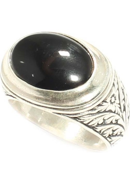 925 Ayar Gümüş Elips Onyx Taşlı Erkek Yüzük fiyatları