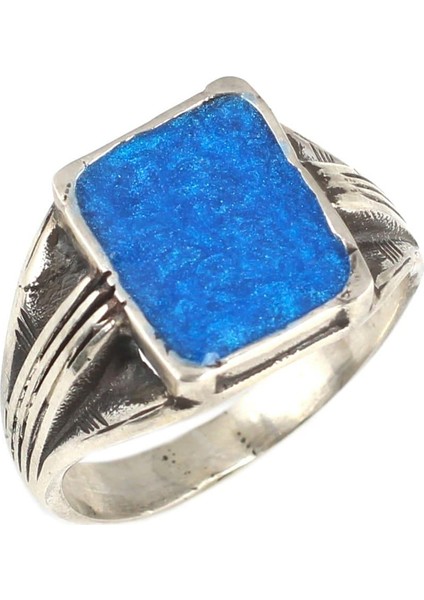 925 ayar Gümüş Mavi Mineli Erkek Yüzük