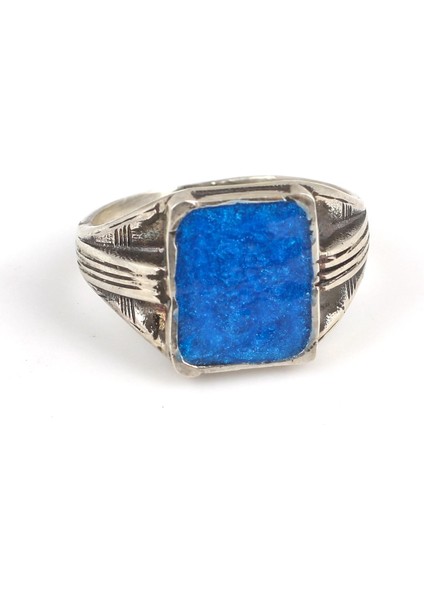 925 ayar Gümüş Mavi Mineli Erkek Yüzük fırsatları