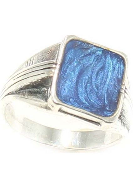 925 ayar Gümüş Mavi Mineli Erkek Yüzük indirimleri