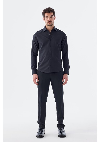 Siyah Slim Fit Polikat Gömlek fiyatları