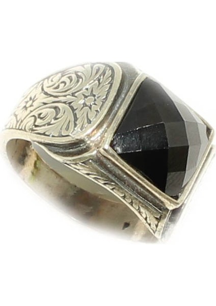925 Ayar Gümüş Oniks Taşlı Kare Erkek Yüzük fırsatları