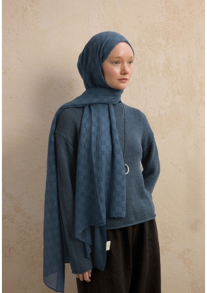 Modal Damalı Şal Indigo modelleri