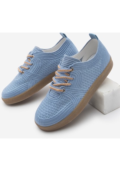 Kadın Sneaker İşlemeli Nakışlı Spor Ayakkabı Nolen Mavi
