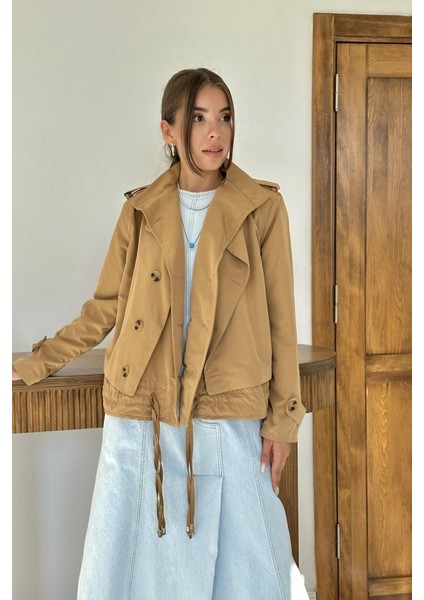 Camel Çift Katlı Kısa Ceket