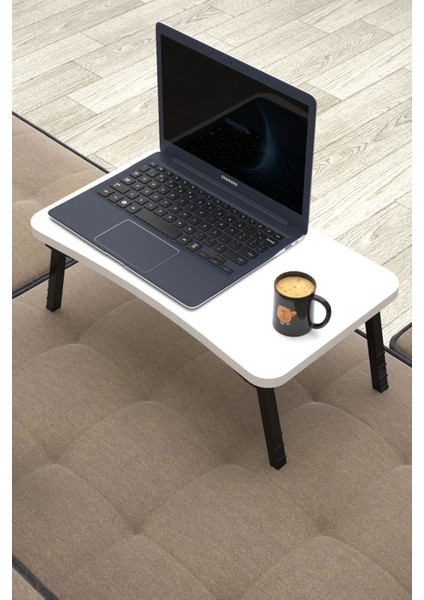 Laptop Sehpası Seyyar Kahvaltı Masası Katlanır Çalışma Sehpası Beyaz