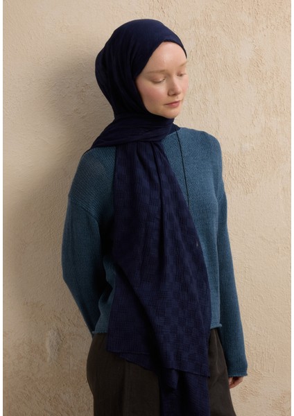 Modal Damalı Şal Lacivert