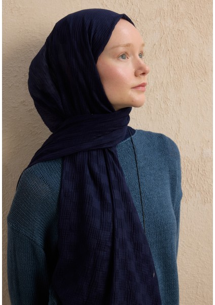 Modal Damalı Şal Lacivert modelleri