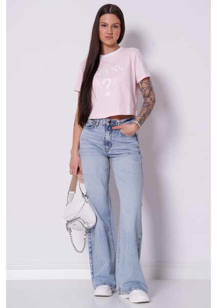 Kadın Pembe Filanta Crop Tişört