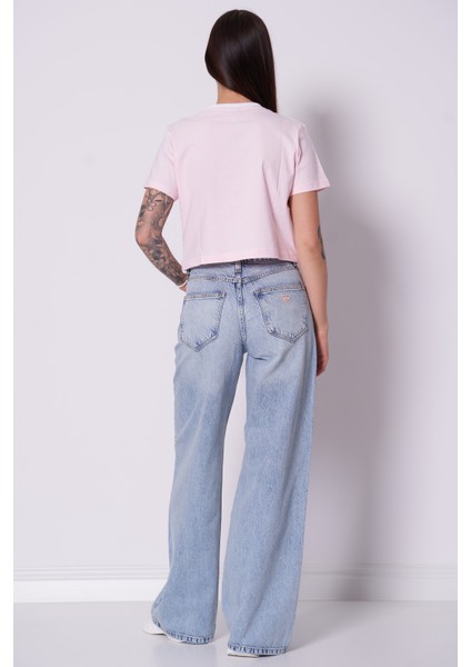 Kadın Pembe Filanta Crop Tişört
