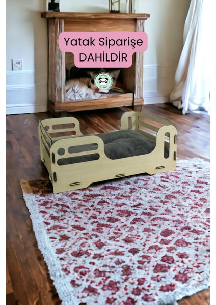 Luxury Kedi Yatağı Ahşap Açık Meşe Renk Model 4 1 Adet