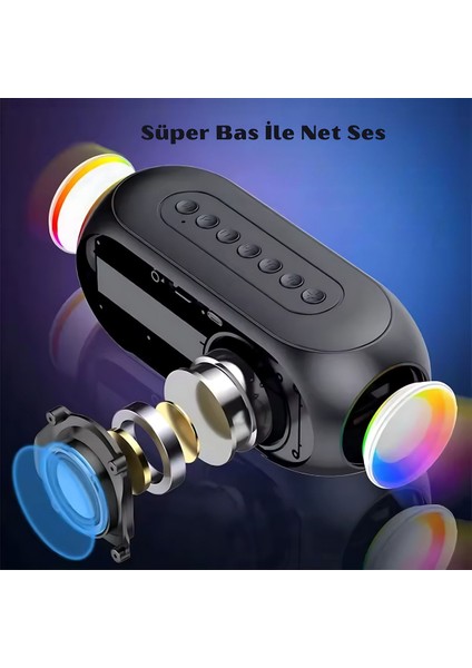 Dijital Çalar Saat S8 Rgb LED Işıklı Bluetooth Bas Hoparlör Mp3 Fm Radyo Çok Fonksiyonlu Speaker