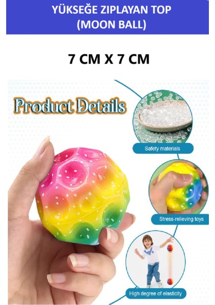 Luxury Moon Ball (Yükseğe Zıplayan Top) - 7 cm - Süper Eğlenceli Uzay Topu-Desenli - Space Ball Bouncy Ball 1 Adet