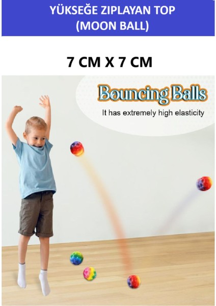 Luxury Moon Ball (Yükseğe Zıplayan Top) - 7 cm - Süper Eğlenceli Uzay Topu-Desenli - Space Ball Bouncy Ball 1 Adet