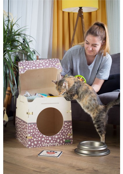 Luxury Marble Pink Ahşap Kedi Kulübesi 1 Adet indirimleri