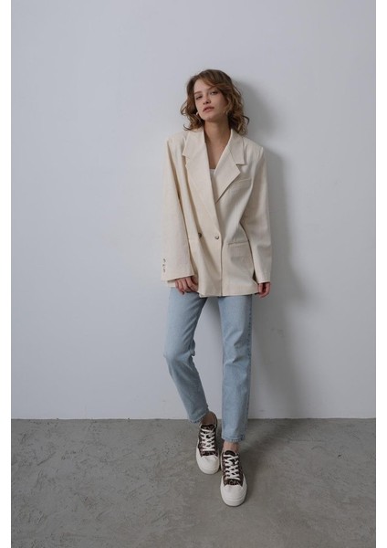 Oversize Blazer Ceket - Natür