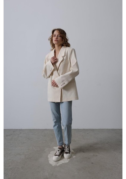 Oversize Blazer Ceket - Natür