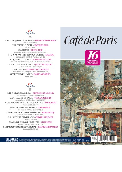 Cafe De Paris 16 Chansons Originales Plak fiyatları