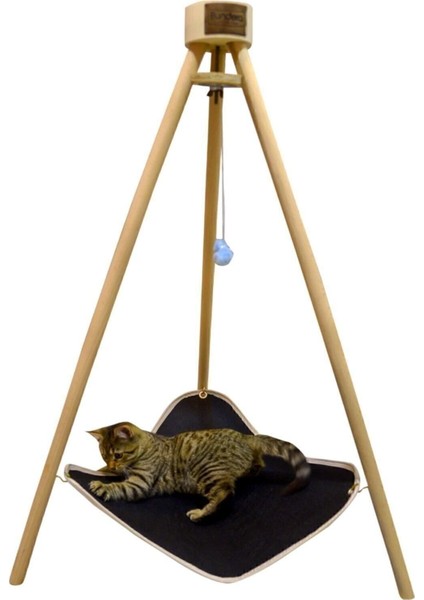 Luxury Piramit Kedi Yatağı Hamağı Evi Ahşap Tripod Evcil Hayvan Hamak Salıncak Köpek Yatağı Kedi Tırmalama 1 Adet