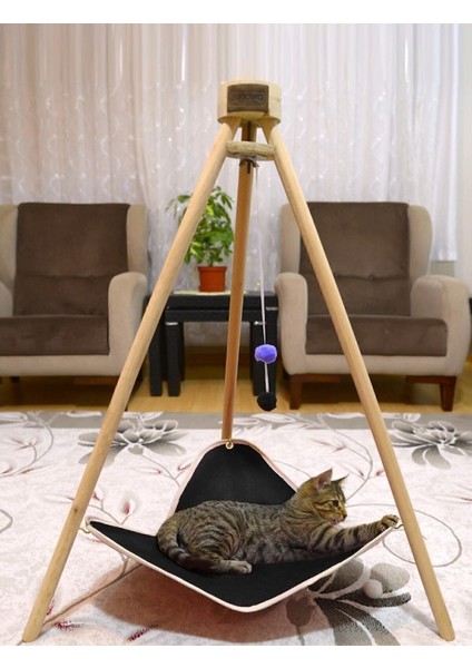 Luxury Piramit Kedi Yatağı Hamağı Evi Ahşap Tripod Evcil Hayvan Hamak Salıncak Köpek Yatağı Kedi Tırmalama 1 Adet