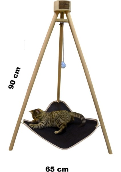 Luxury Piramit Kedi Yatağı Hamağı Evi Ahşap Tripod Evcil Hayvan Hamak Salıncak Köpek Yatağı Kedi Tırmalama 1 Adet