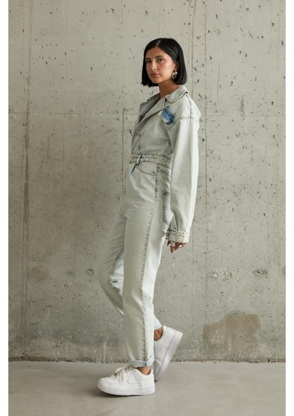 Kar Yıkama Blue Denim Tulum