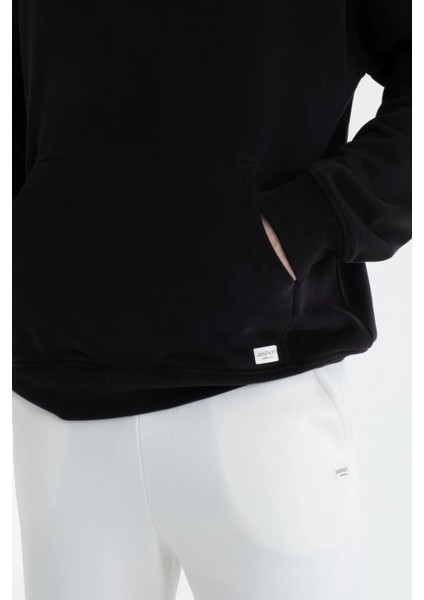 Basic Pamuklu Kapüşonlu Sweatshirt